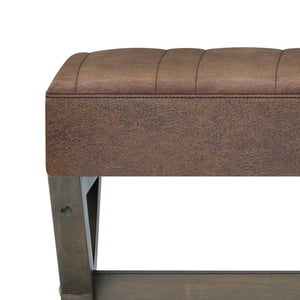 English Elm Salinger Large Ottoman Bench - Versatile Distressed Chestnut Brown Seating For Any Space B136P159215-GIGA