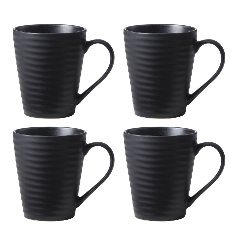 Lenox Oneida Ridge Black Mugs, Set of 4 Black, BLACK STONEWARE 895943