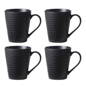 Lenox Oneida Ridge Black Mugs, Set of 4 Black, BLACK STONEWARE 895943