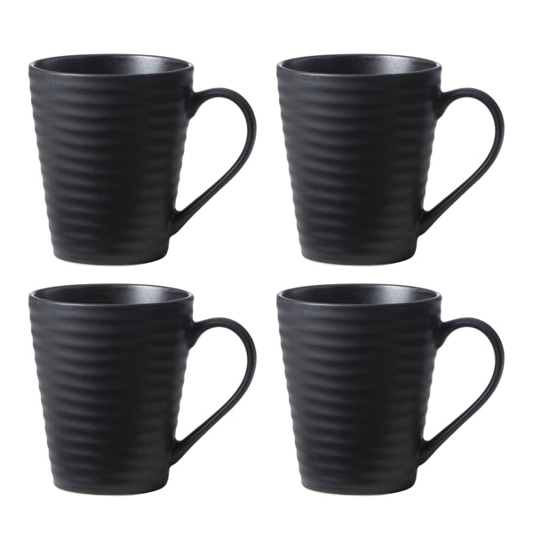 Lenox Oneida Ridge Black Mugs, Set of 4 Black, BLACK STONEWARE 895943