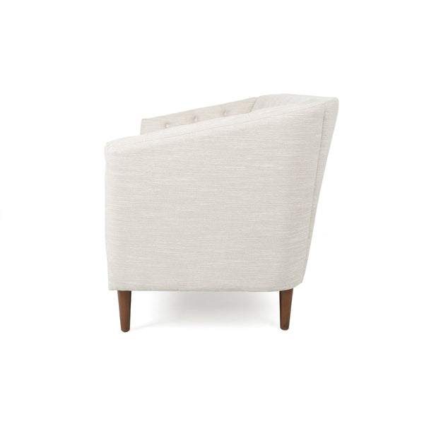 English Elm Christopher Knight Home® - LOVESEAT Diamond-Tufted PU Upholstery with Button Stitching, Tapered Birch Legs, Contemporary Chic Beige 72248.00FBGE