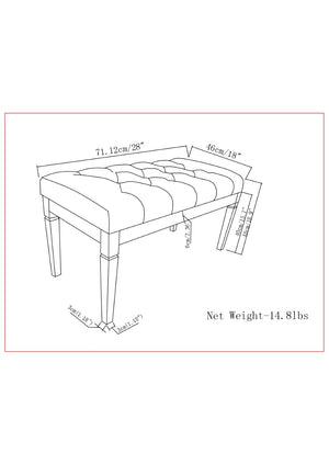 English Elm Waverly Small Tufted Ottoman Bench - Natural Linen Accent For Elegant Footstool & Extra Seating B136P159941-GIGA