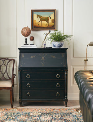 Hooker Furniture Charleston Black Cherry Secretary With Handpainted Drop-Front, Leather Writing Surface, Storage 6750-10309-97