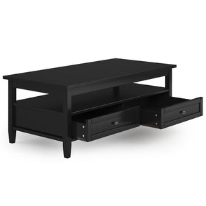 English Elm Warm Shaker Solid Wood Coffee Table - 48" Wide Transitional Design With Storage & Black Finish B136P159664-GIGA