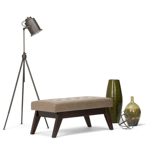 English Elm Draper Mid Century Tufted Ottoman Bench - Versatile Ash Blonde Faux Leather For Stylish Comfort B136P158188