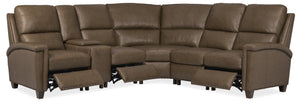 Hooker Furniture Julian Power Reclining Sectional Top-grain Leather Six-seat Living Room Set SS831-6PC3-088
