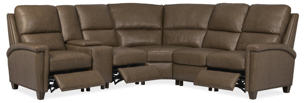 Hooker Furniture Julian Power Reclining Sectional Top-grain Leather Six-seat Living Room Set SS831-6PC3-088