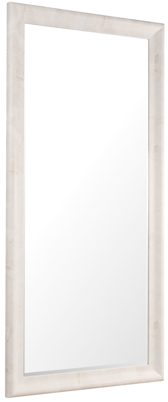 Hooker Furniture Eleana Faux-Onyx Floor Mirror — Tall Beveled Full-Length Mirror, Cream Marble Look, Sculptural Elegance 7252-50001-00