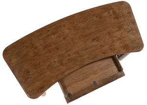Hooker Furniture Melange Romano Oak Bow Front Writing Desk with Bronze Stretcher for Home Office 628-10009-82