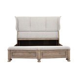 Higgins Street King Upholstered Bed Brown with Woodland Stone Finish P349-BR-K3 Pulaski Furniture