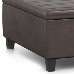English Elm Ellis - Versatile Coffee Table Storage Ottoman In Distressed Brown Faux Leather For Modern Living B136P159159