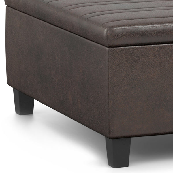 English Elm Ellis - Versatile Coffee Table Storage Ottoman In Distressed Brown Faux Leather For Modern Living B136P159159