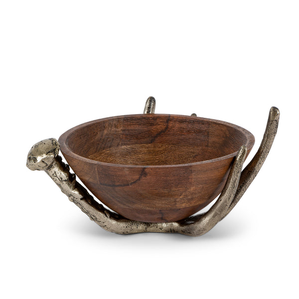 Mango Wood Bowl with Antler Stand, 10" EAW95970 Park Hill