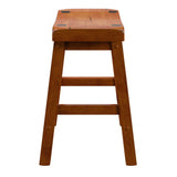 Homelegance By Top-Line Barrett Saddle Seat 18-inch Backless Stools (Set of 2) Oak Rubberwood