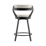 Homelegance By Top-Line Amir Faux Leather Metal Swivel 25" Counter Height Stools (Set of 2) White Metal