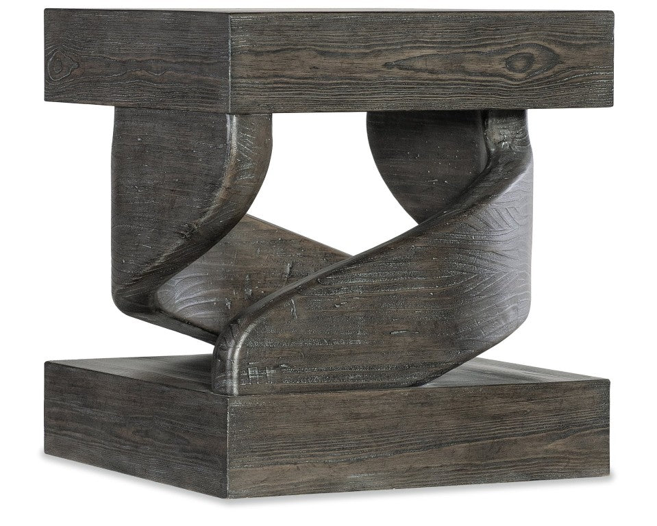Hooker Furniture Commerce Twister End Table With Distressed Dark Finish, Sculptural Twist Base, Resin & Pine Veneer Stability 7228-80183-89
