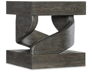 Hooker Furniture Commerce Twister End Table With Distressed Dark Finish, Sculptural Twist Base, Resin & Pine Veneer Stability 7228-80183-89