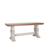 Homelegance By Top-Line Juliette Two-Tone Trestle Leg Wood Dining Bench White Rubberwood