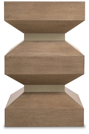 Hooker Furniture Sonnet Square End Table Wren Oak Veneer With Satin Metal Bands — Chunky Geometric Accent For Small Spaces 6072-80213-85