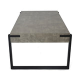 Christopher Knight Home® - Noble House - Merion Modern Industrial Coffee Table, Light Concrete and Matte Black