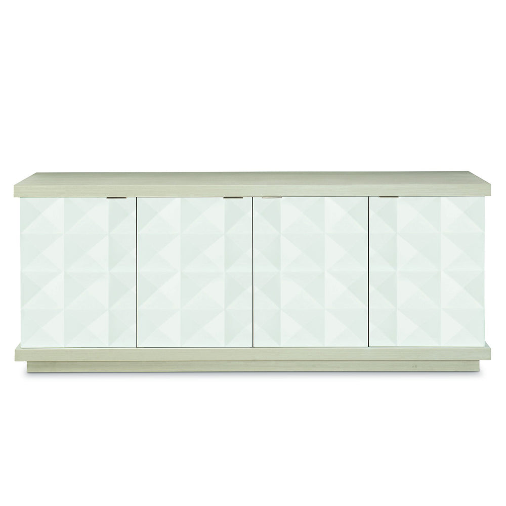 Bernhardt Bernhardt Axiom Buffet — Sculptural 3D Inverted-Pyramid Design, Two-Tone Linear Gray/White, Soft-Close Storage (78.5"W) 381134