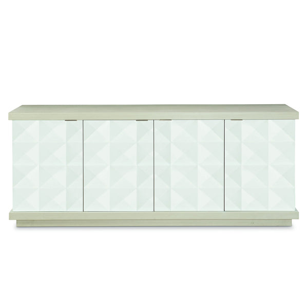 Bernhardt Bernhardt Axiom Buffet — Sculptural 3D Inverted-Pyramid Design, Two-Tone Linear Gray/White, Soft-Close Storage (78.5"W) 381134