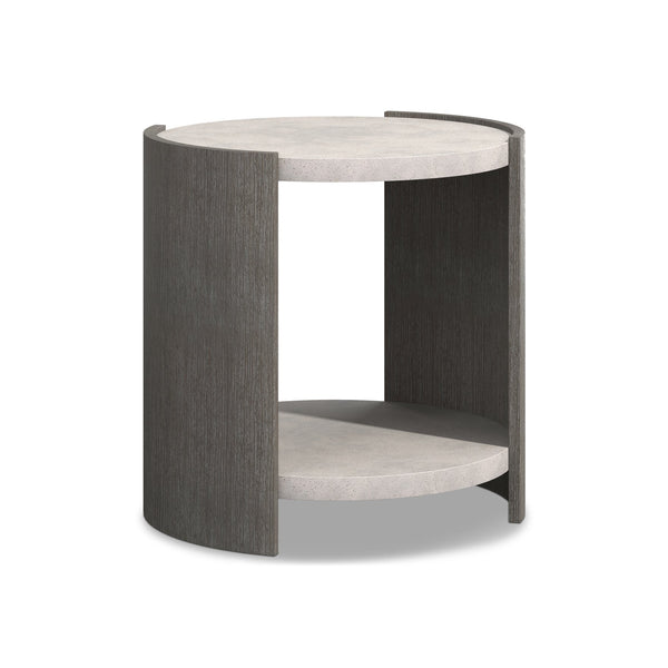 Bernhardt Bernhardt Prado Porcini Side Table With Cast Glass-Reinforced Concrete Tops, Rustic Modern Accent 324126B