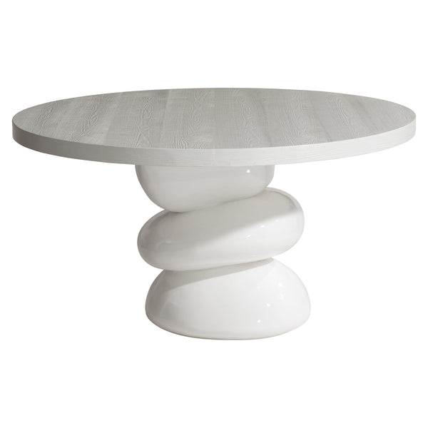Bernhardt Bernhardt Navar Round Pine-Veneer Dining Table With Sculptural Glossy Faux-Stone Pedestal, Seats 6 Comfortably K1866