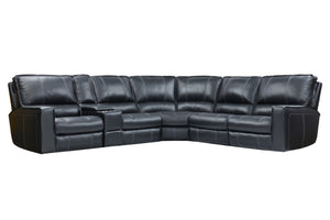 Parker House Parker Living Rockford - Verona Black 6 Piece Modular Power Reclining Sectional with Power Adjustable Headrests Verona Black Top Grain Leather with Match (X) MROC-PACKA(H)-VBK