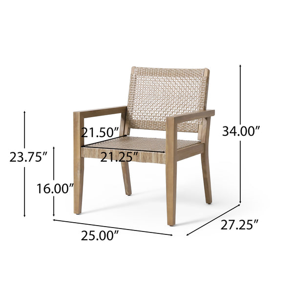 English Elm Christopher Knight Home® - Outdoor Wicker and Acacia Club Chairs Set of 2 - Transitional Flat Weave, Durable Acacia Frame, Breathable Mesh Seating 74228.00MLBRN