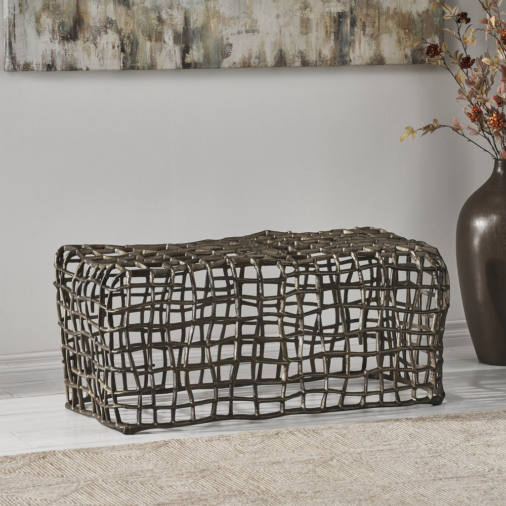 English Elm Christopher Knight Home® - Bench Gold Aluminum Modern Accent Bench 39.5"L x 20"W x 18.5"H — Lightweight, Durable Entryway Seat 67029.00