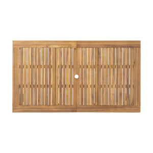 English Elm Outdoor Solid Acacia Expandable Patio Dining Table with Umbrella Hole Natural Grain 68892.00SNTS