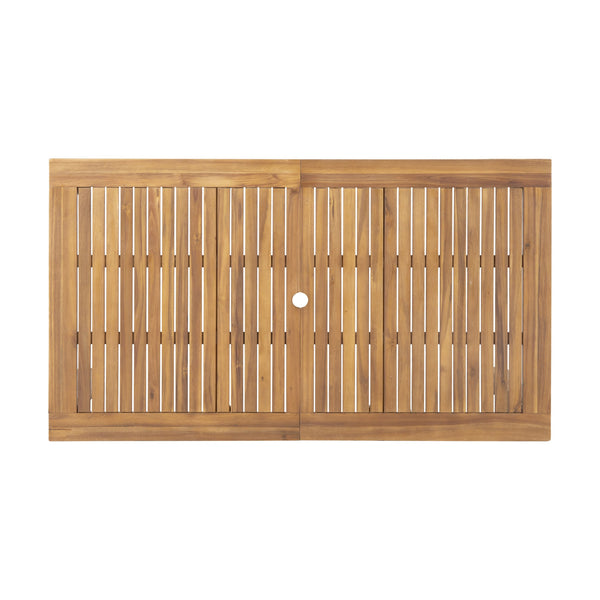 English Elm Outdoor Solid Acacia Expandable Patio Dining Table with Umbrella Hole Natural Grain 68892.00SNTS