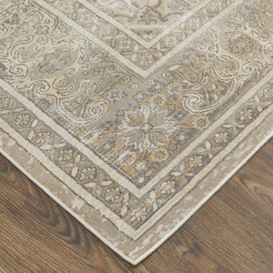 Feizy Rugs Celene Vintage-inspired Floral Medallion Rug – Luxurious Machine-made Design For Timeless Elegance Tan,Brown,Ivory Viscose,Polyester Cel39kxfbgegryp00