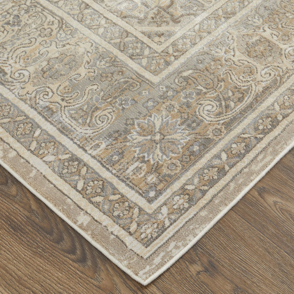 Feizy Rugs Celene Vintage-inspired Floral Medallion Rug – Luxurious Machine-made Design For Timeless Elegance Tan,Brown,Ivory Viscose,Polyester Cel39kxfbgegryp00