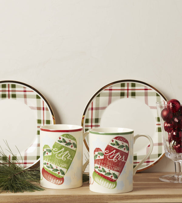 Lenox Holiday Mr. & Mrs. Mugs, Set of 2 Multi, WHITE PORCELAIN 896513
