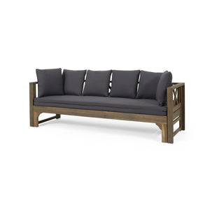 English Elm Christopher Knight Home® - Outdoor Acacia Wood Expandable Daybed Sofa With Cushions – Stylish Patio Lounge Chair For Relaxation 74327.00GDGRY