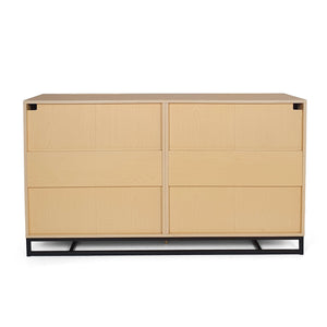 English Elm Christopher Knight Home® - 6 Drawer Chest with Iron Base and Six Spacious Drawers, Contemporary Industrial Design, Durable Construction Natural 60 L x 19.25 W x 10 H 71883.00WALN