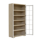 Contemporary 5-Shelf Glass Door Bookcase Multi with Natural Wood Finish P021776 Pulaski Furniture