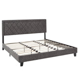 Homelegance By Top-Line Terrell Black Finish Frame with Velvet Fabric Platform Bed Grey Velvet