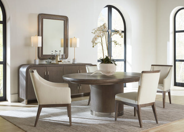 Hooker Furniture Modern Mood Buffet With Raffia-Wrapped Doors, Quartered Oak Veneers, Integrated Power & Soft-Close Storage Medium Brown 6850-75900-89