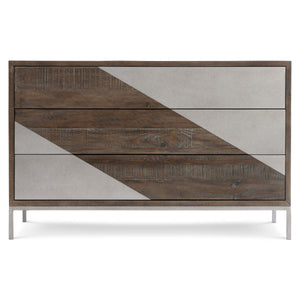 Bernhardt Bernhardt Distressed Pine Drawer Chest With Gray Mist Steel Accents, Push-To-Open Drawers, 50"W X 19"D X 32"H 303115B
