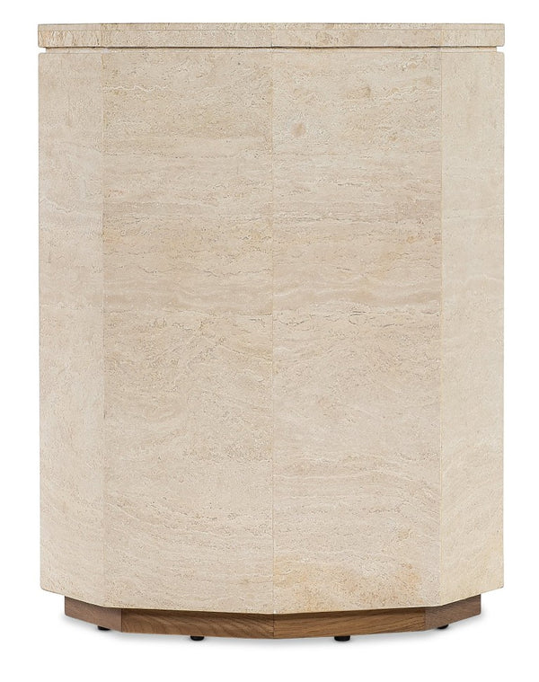 Hooker Furniture Commerce Haven Spot Table Octagonal Marble Accent End Table — Compact Plinth Base, Natural Veining, Durable Luxury (22" H) 7228-80238-05
