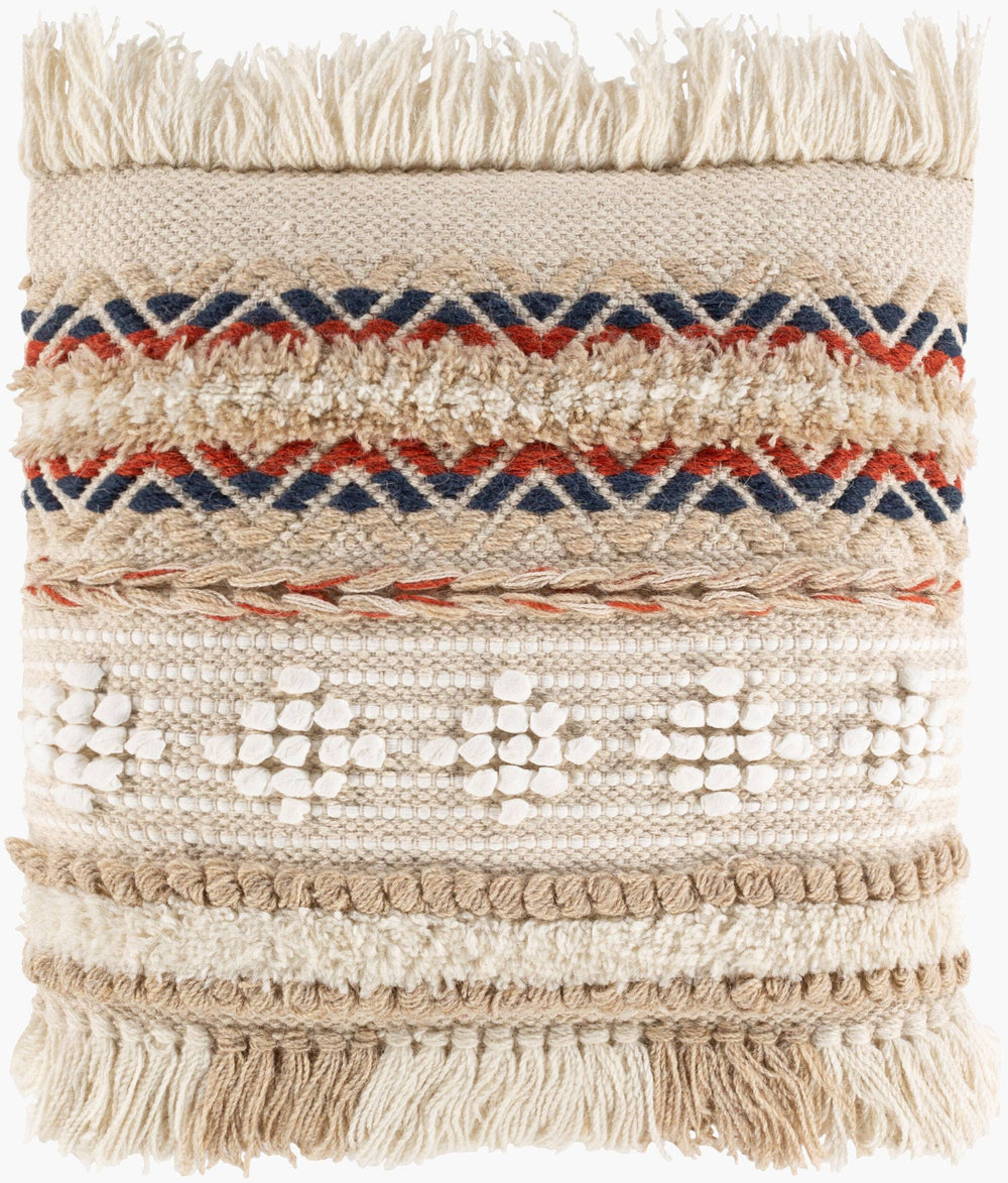 Surya Freya 20"X20" Exquisite Accent Pillow - Luxurious Cotton-wool Blend For Ultimate Comfort & Style Cream Wool,Polyester,Cotton,Cotton Fya002-2020p