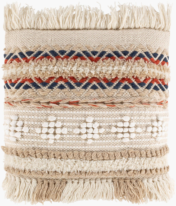 Surya Freya 20"X20" Exquisite Accent Pillow - Luxurious Cotton-wool Blend For Ultimate Comfort & Style Cream Wool,Polyester,Cotton,Cotton Fya002-2020p