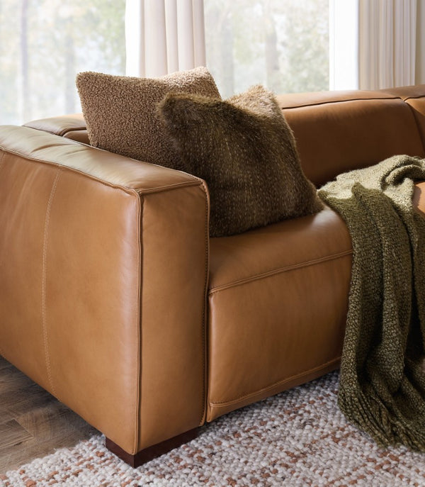 Hooker Furniture Fresco Modular 5-Seat Sectional In Warm Caramel Semi-Aniline Leather With Power Recline & Headrests 134.00 L x 134.00W x 30.50H SS404-5PC4-080