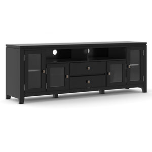English Elm Cosmopolitan 72" Wide Black Media Stand - Sleek Solid Wood Tv Storage With Modern Design & Organization B136P158551