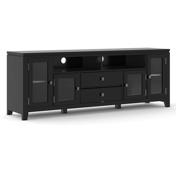 English Elm Cosmopolitan 72" Wide Black Media Stand - Sleek Solid Wood Tv Storage With Modern Design & Organization B136P158551