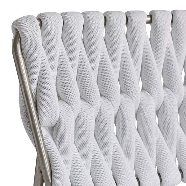 Bernhardt Bernhardt Lido Outdoor Chair With Egret White Filled-Rope Weave, Stainless Frame & Knife-Edge Pillow O4323O