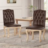 Christopher Knight Home® - Noble House - Shylo Contemporary Faux Leather Dining Chairs, Dark Brown and Natural - Set of 2